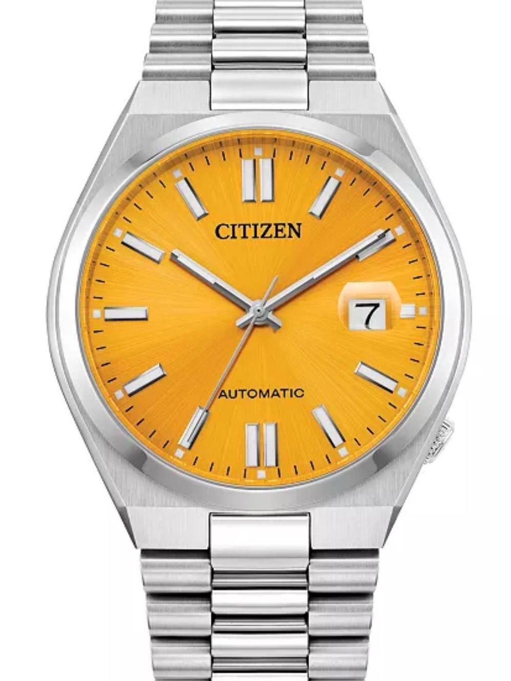 Citizen Stainless Steel Watch With Vibrant Yellow Men's Tsuyosa Japan Automatic